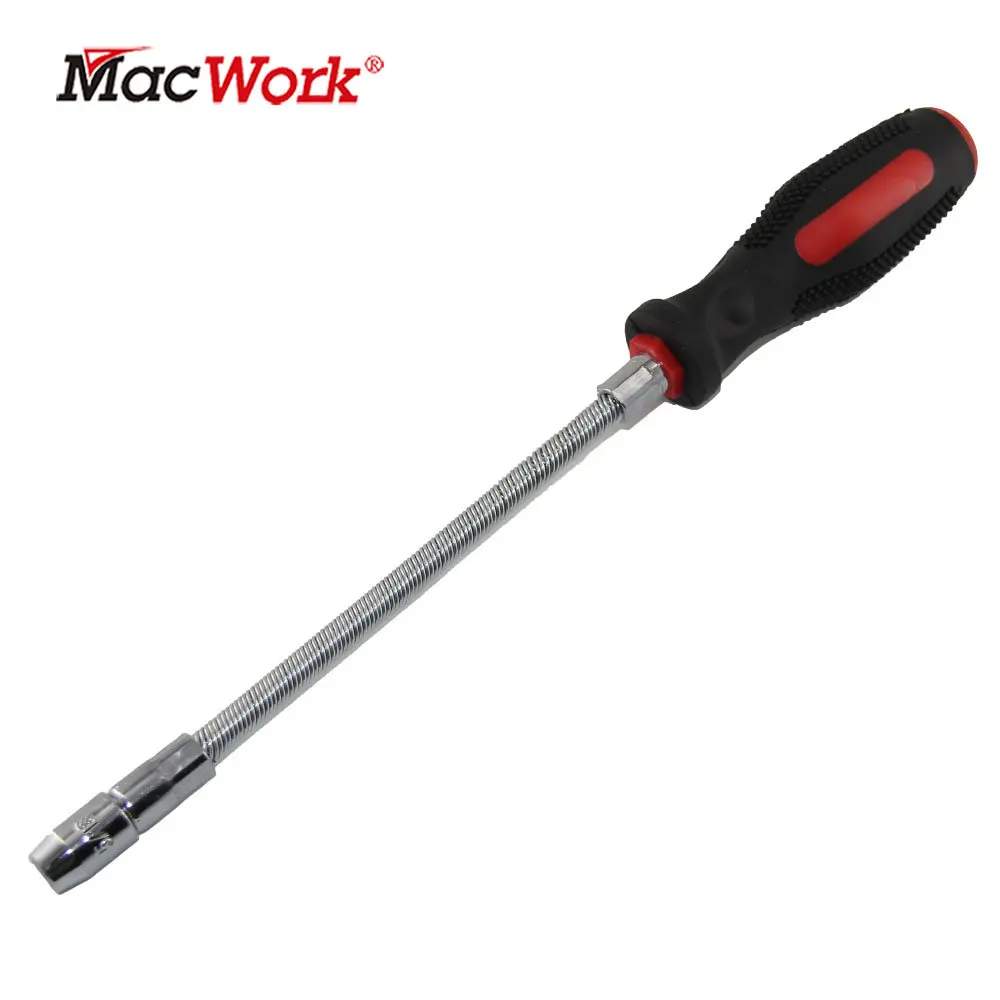 2-IN-1 Flexible Hose Clamp Hexagonal Nut Driver Mini Wrench W/ Hex Sockets Auto Repair Hand Tool Screwdriver Nut Key 1/4" 5/16"