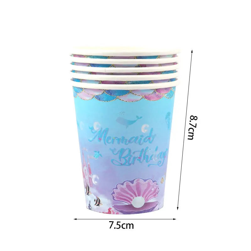 Mermaid Party Supplies Set - Disposable Plates Cups Napkins for Girls Birthday  Baby Shower