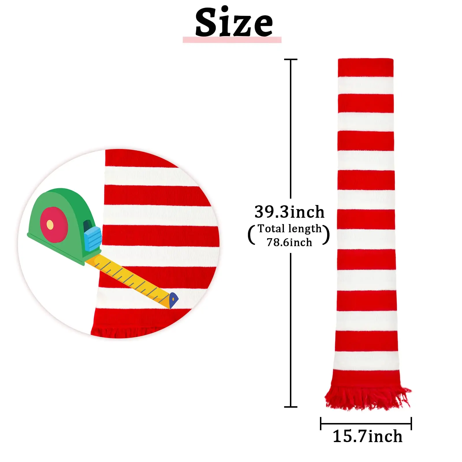 Red and White Striped Scarf Christmas Snowman Knit Gru Scarf Women Men Boys Girls Winter Warm Costume Decor Props Accessories