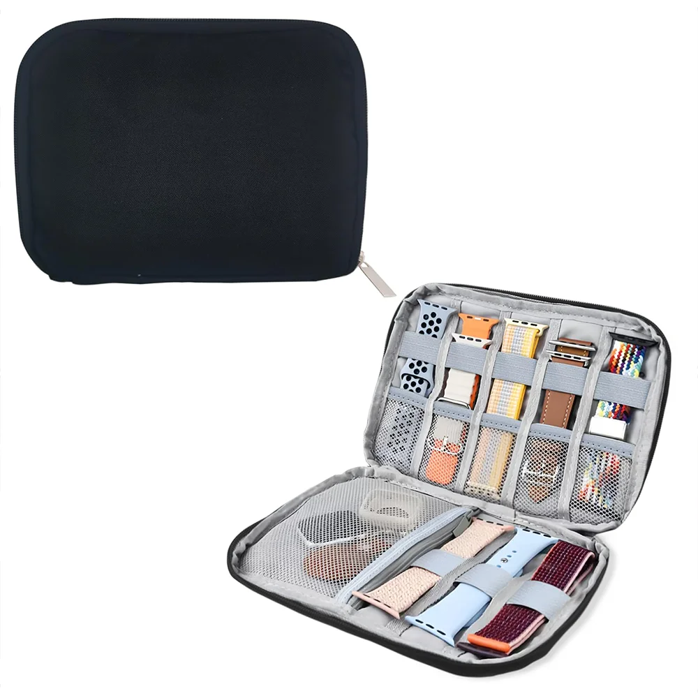 Travel Watchband and Accessory Organizer for Smartwatch Straps and Cables