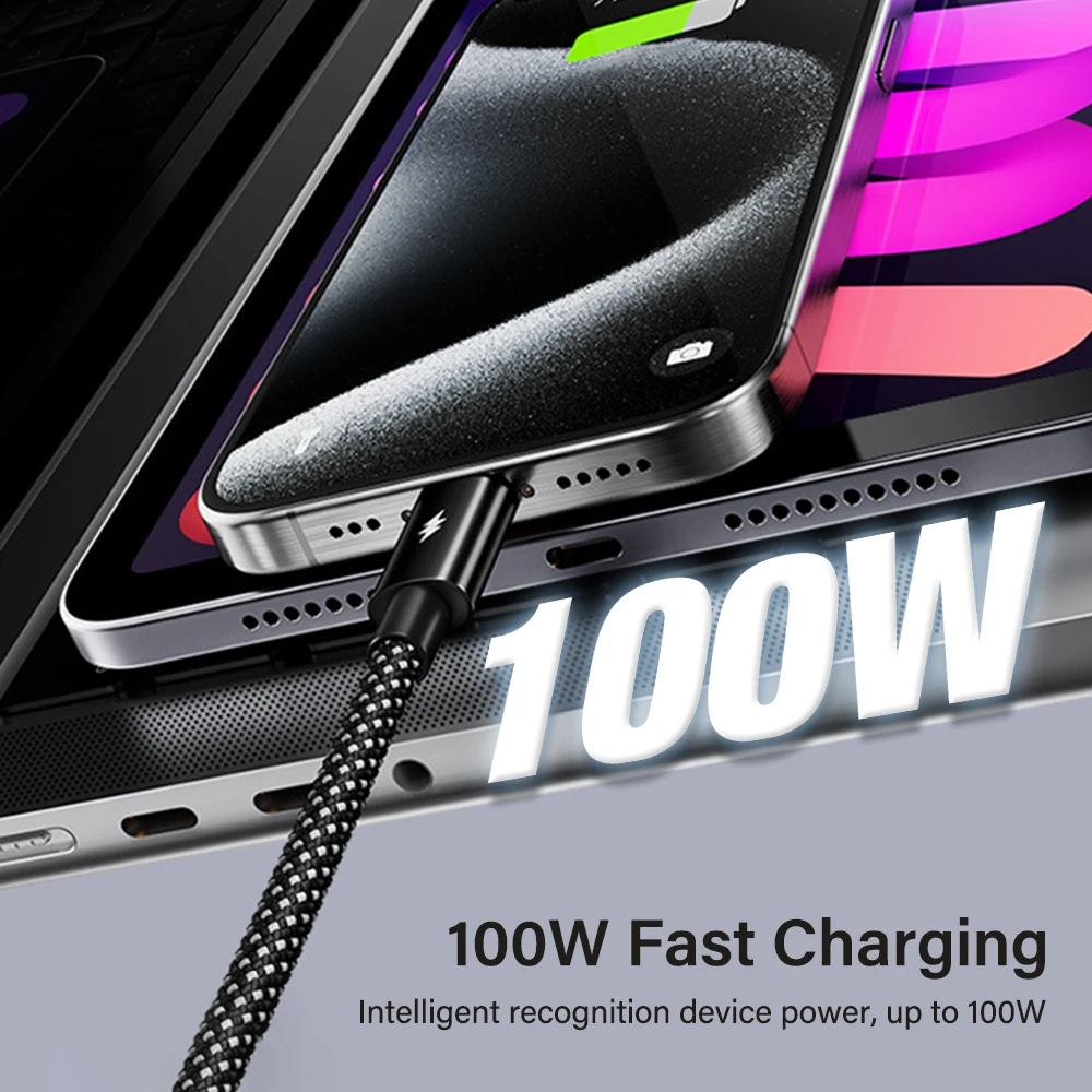 High-Speed USB Type C Charging Cable - 100W/60W, Fast Charging, 1M/2M Length