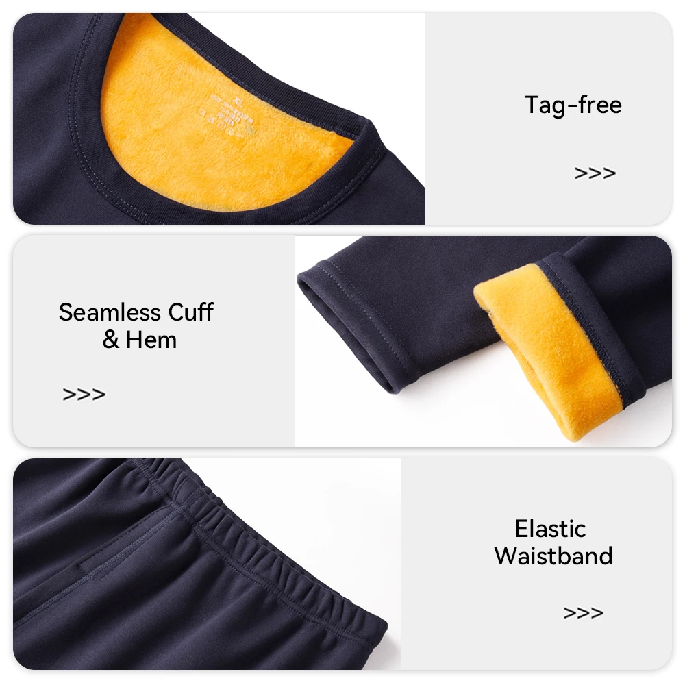 Modishion new men's winter thermal underwear set comfortable warm plus velvet high elastic sports underwear two-piece set