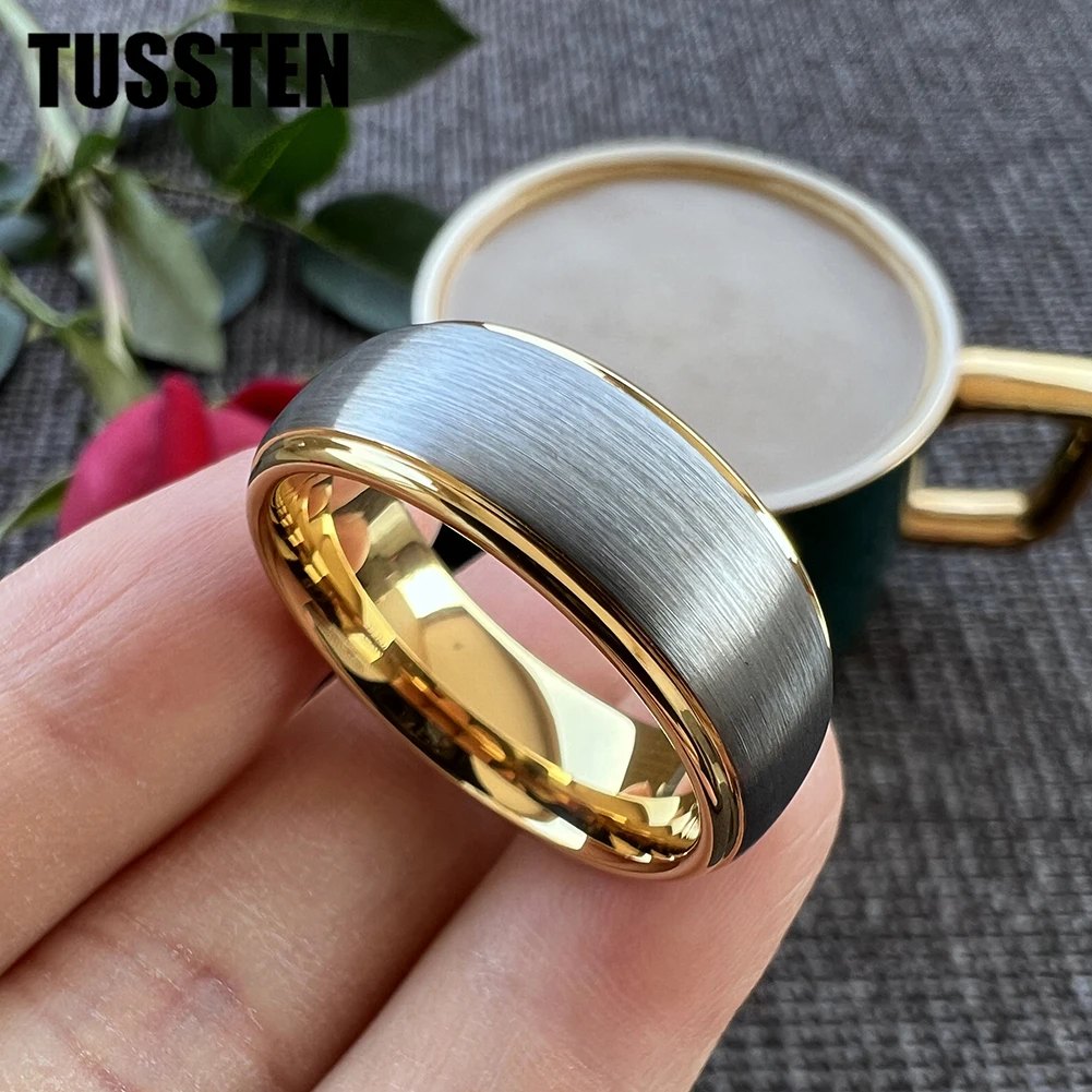 

Dropshipping TUSSTEN 6MM/8MM Tungsten Carbide Ring Men Women Nice Finger Accessories Domed Brushed High Quality Comfort Fit