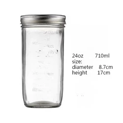 Mason Jar with Lid - Versatile Wide Mouth Glass Jar for Canning, Storage, and More (710ML - Wide mouth)
