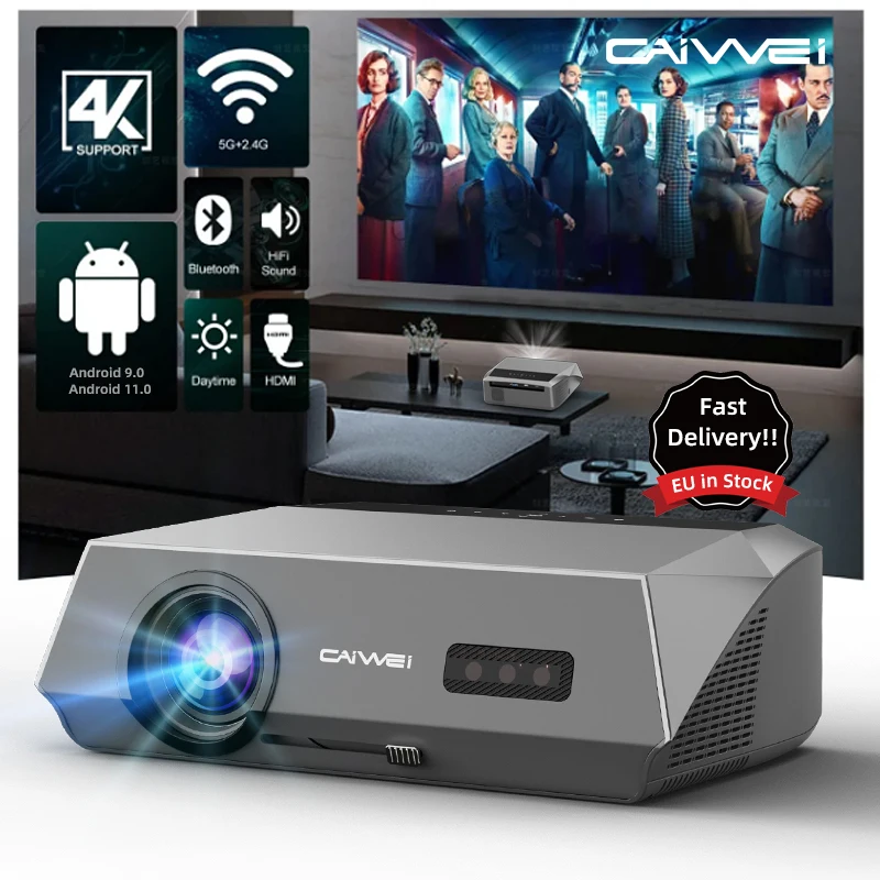 CAIWEI A10Q 4K Android 11 TV Projectors for Movie Auto Focus 1080P Full HD Home Theater Netflix Officially-Licensed Projector