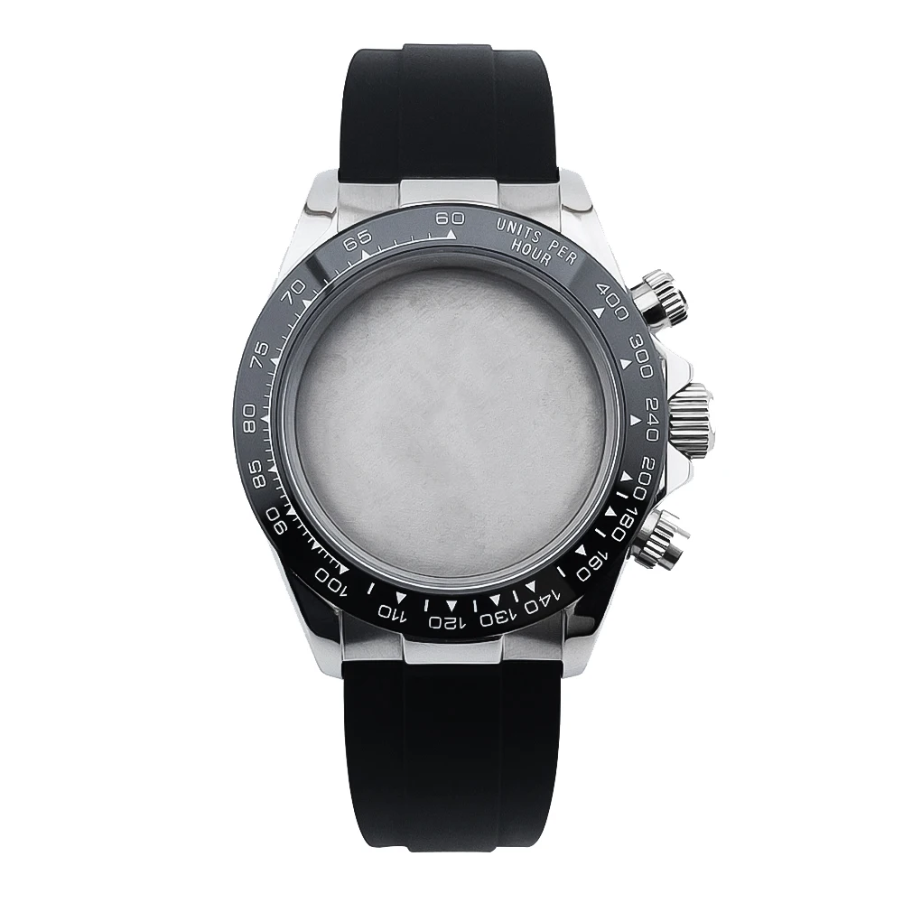 NEITON 39mm VK63 시계 케이스 실버/골드 스트랩 포함 VK63 시계용 솔리드 스테인레스 스틸 자동 무브먼트 액세서리 부품