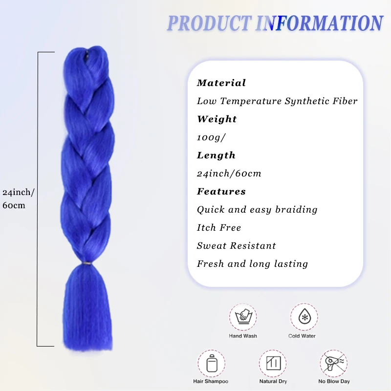 LUPU Ombre Braided Hair Extensions 24inch 3-strand Synthetic Giant High-Temperature Crochet Hook, Suitable for Halloween Parties