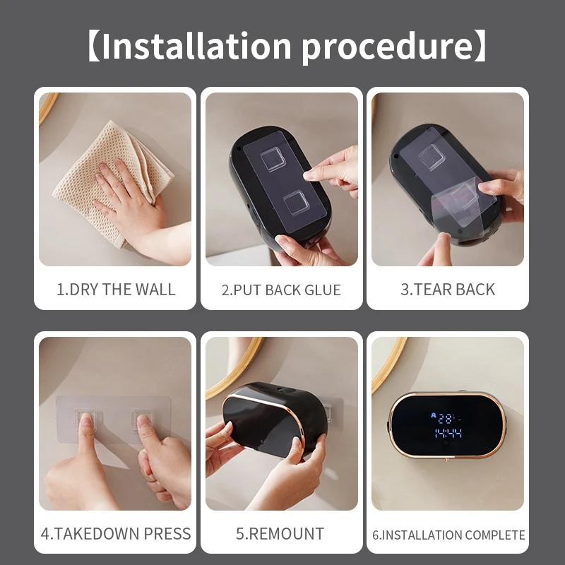 New Automatic Foam Soap Dispensers For Bathroom Smart Washing Hand Machine With USB Charging Two Colors with ABS Material 6