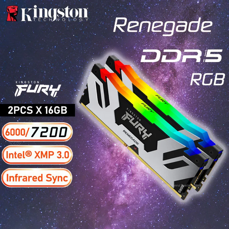 

Kingston DDR5 FURY Renegade RGB Memory DDR5 6000MHz 6400MHz 7200MHz 6800MHz 16GB PC RAM Memoria Module Computer Desktop Z790 New