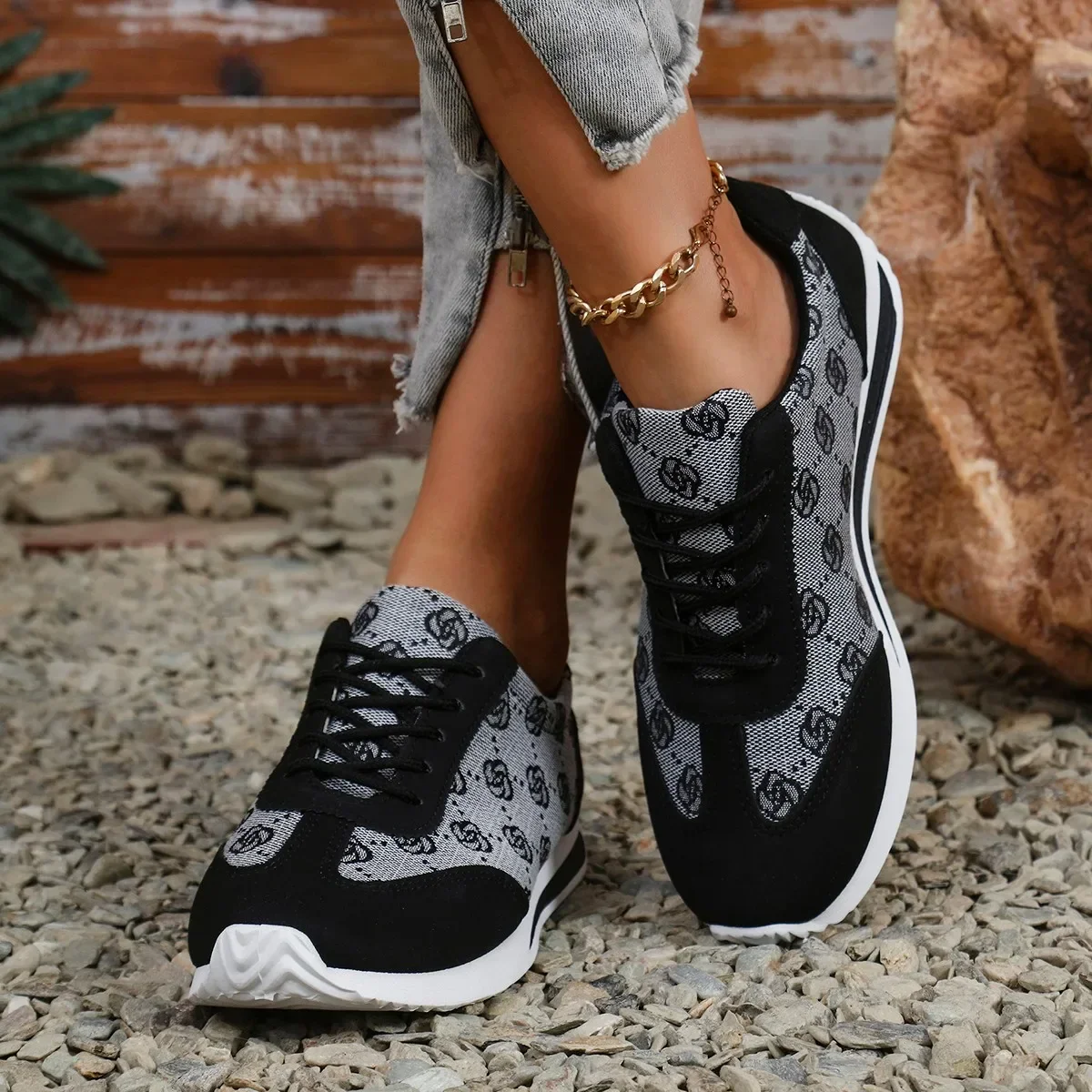 Women Thick Soled Cross Round Head Thin Fashion Shoes Women Comfortable Breathable Casual Wear-resistant Shoes Zapatos De Mujer - Image 6