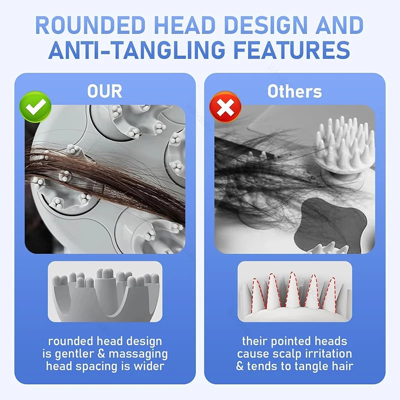 2025 Electric Cordless Head Scalp Massager With 4 Kneading Massage Heads Hair Growth Body Stress Relax Relaxtion Cat Pet Claw