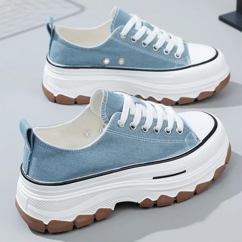 New Fashion Women Spring and Summer Korean Style Increased Thick Bottom Canvas Shoes Classic Canvas Shoes