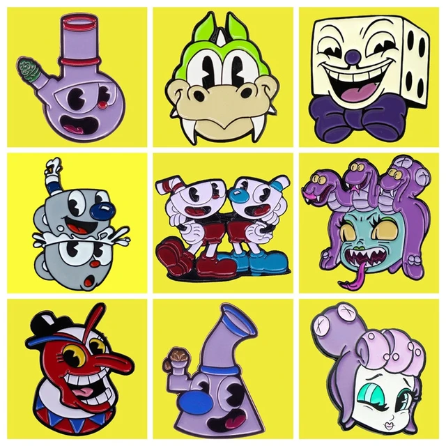 Cartoon Cuphead-Beppi The Clown Mermaid Enamel Brooch Pin Jacket Lapel  Metal Pins Brooches Badges Exquisite