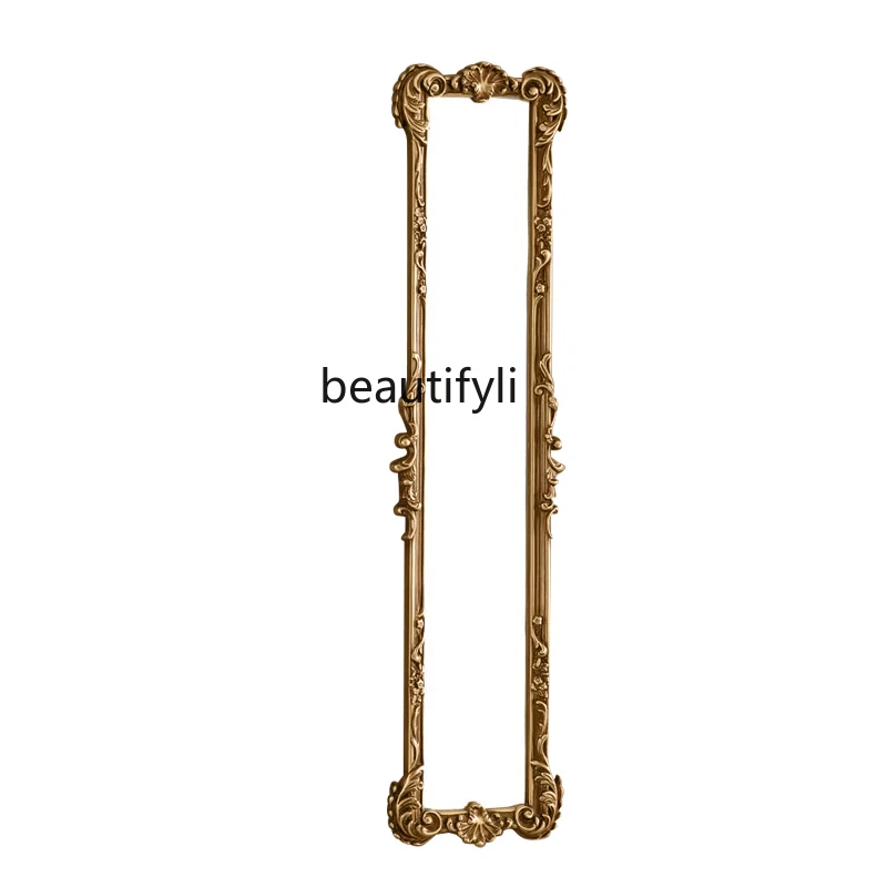 

LBX Mirror European-Style Carved Wall Hanging Extremely Narrow Shaped Wall Hanging American Hallway Decorative Mirror