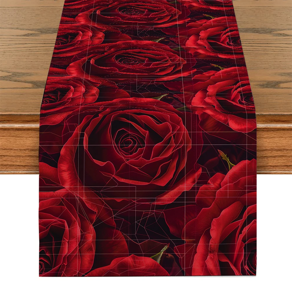 

Цветочная Роза, настольная дорожка, кухонный стол, Декор, фермерский моющийся обеденный стол, дорожка для праздника, вечеринки, свадебные украшения