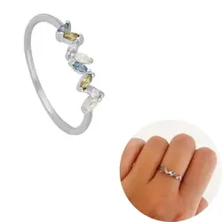24K Gold Plated Crystal Turquoise Ring - Luxurious Engagement & Anniversary Gift - 8 (25)