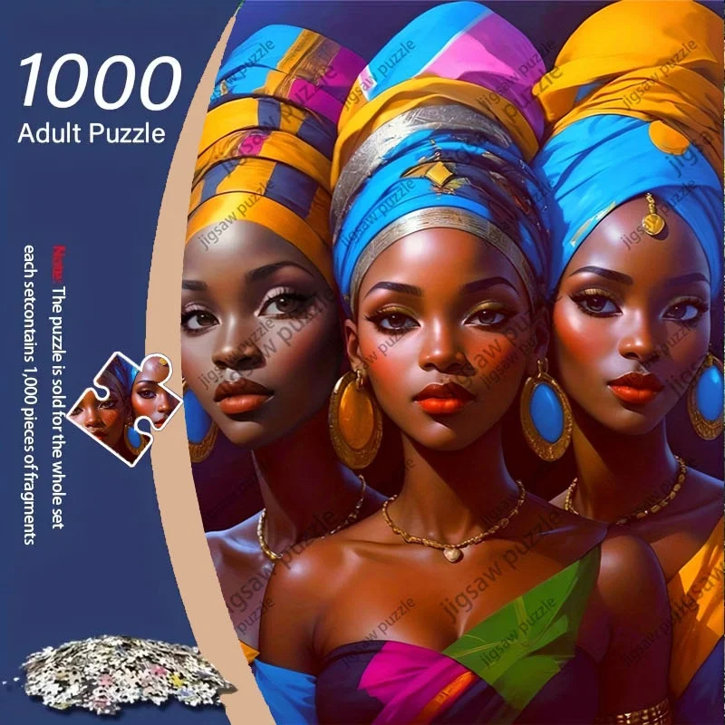 1000pcs African Women Puzzle | 27.55x19.69in Cardboard Jigsaw, Stress-Relieving Fun for Adults, Couples & Families, Ideal for