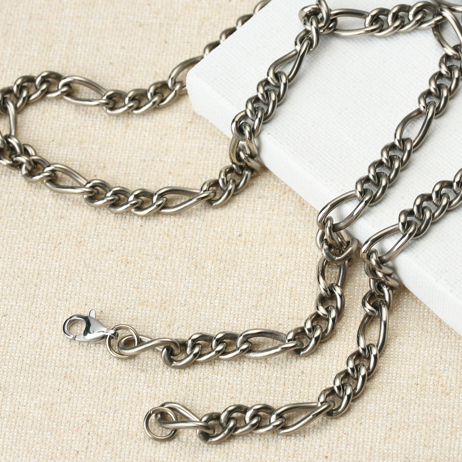 7mm Classic Men Women Curb Necklace Pure Titanium Hypoallergenic Link Chain Silver Color 22", 24" 5