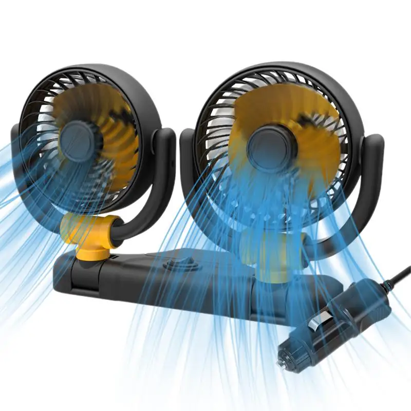 

Car Dual Head Fan Efficient Cooling Design Auto 360 Degree Rotate Cooling Fans Powerful And Stable Airflow Car Accessories