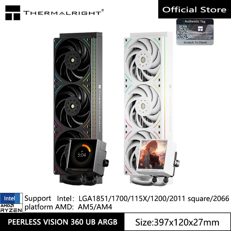 THERMALRIGHT PEERLESS VISION UB360 ARGB All In One Water Cooling Radiator, 3.95 Inch Full Screen Integrated Fan LGA1851 AM5