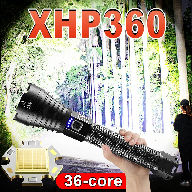 300000 LM XHP90.2 LED la plus puissante torche d'affichage à LED  Rechargeable par USB XHP90 XHP70 lampe à main 18650 lumière tactique