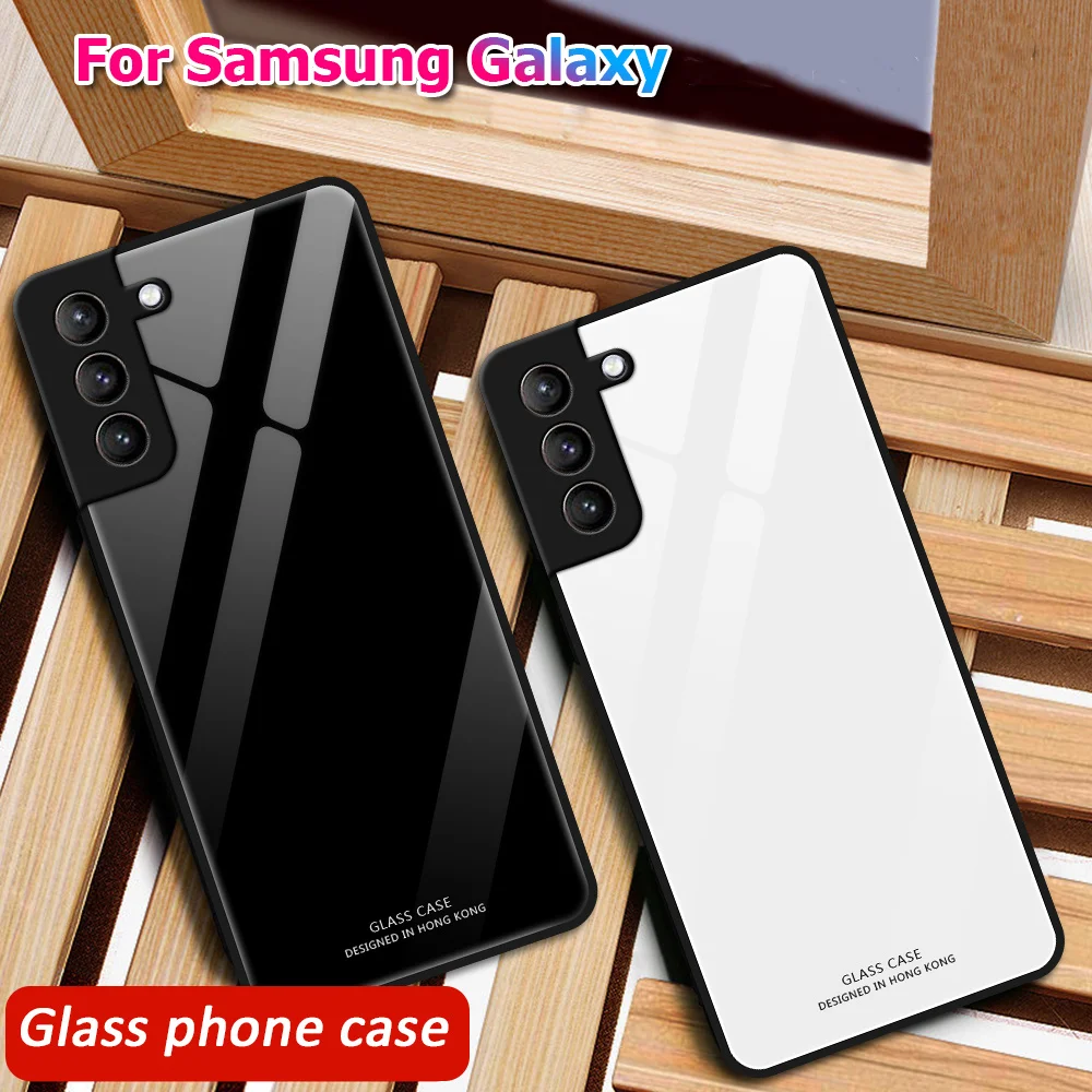 Защитный стеклянный чехол для Samsung Galaxy S21 Ultra S20 Plus однотонный FE простой