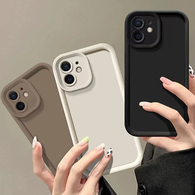 3-piece set of luxurious solid-color anti-drop phone cases with camera protection, compatible with Apple 15, 14, 13, 12, 11 Pro