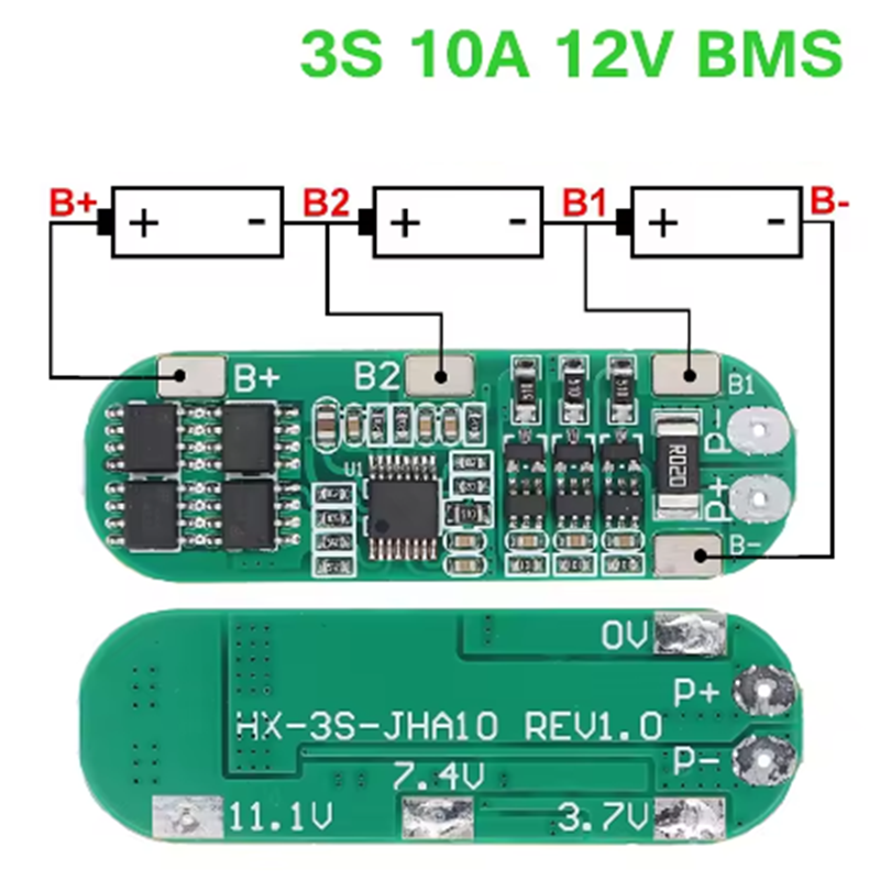 XINANDI 3S 10A 12V Lithium Battery Charger Protection Board For 18650 Li-ion Battery Cell Charging BMS 11.1V 12.6V With Balanced