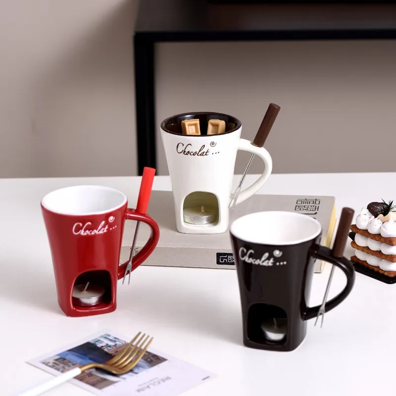 Fondue Mug Chocolate Melter Butter Melt Pot Chocolate Melting Cup Candy Hot Pot for Candy Tapas Engagement Kitchen Anniversary