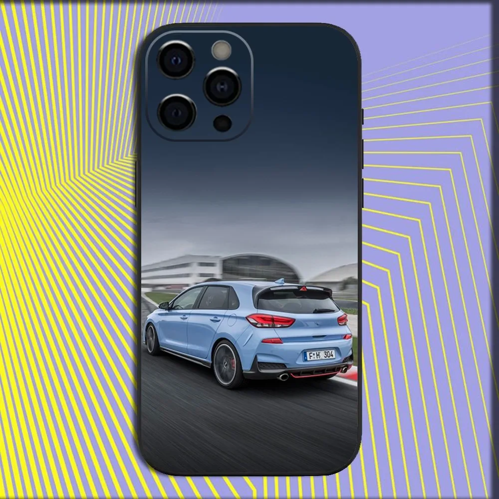 Sleek Blue Car-Themed Soft Black Phone Case