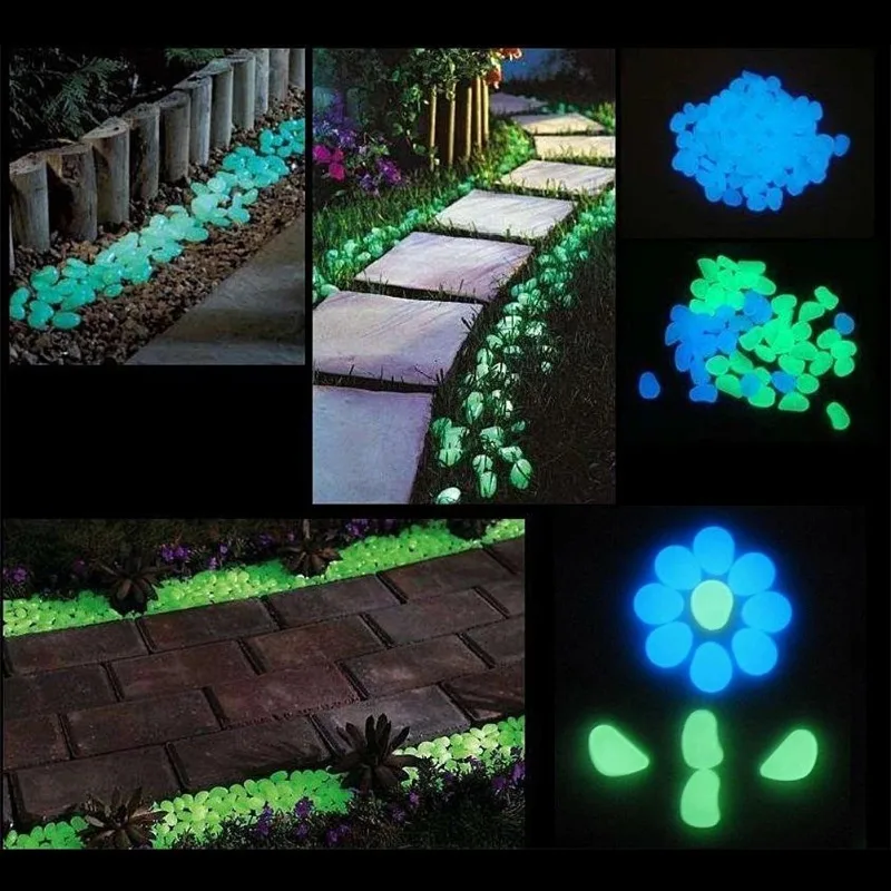 Glowing Garden Glowing Stone in Dark Pebble Garden Path Aquarium Landscape Decorative Stone 100Pcs