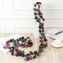 Elegant Rose Garland: Artificial Floral Vine for Weddings, Home Decor, and Garden Accents (PURPLE)