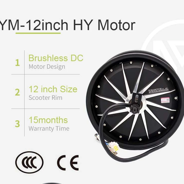 YMMOTOR Electric Motorcycle Hub Motor 12inch HY 72V 3000w (SUPER POWER) IP65 WaterProof HIgh Torque Ebike Motor