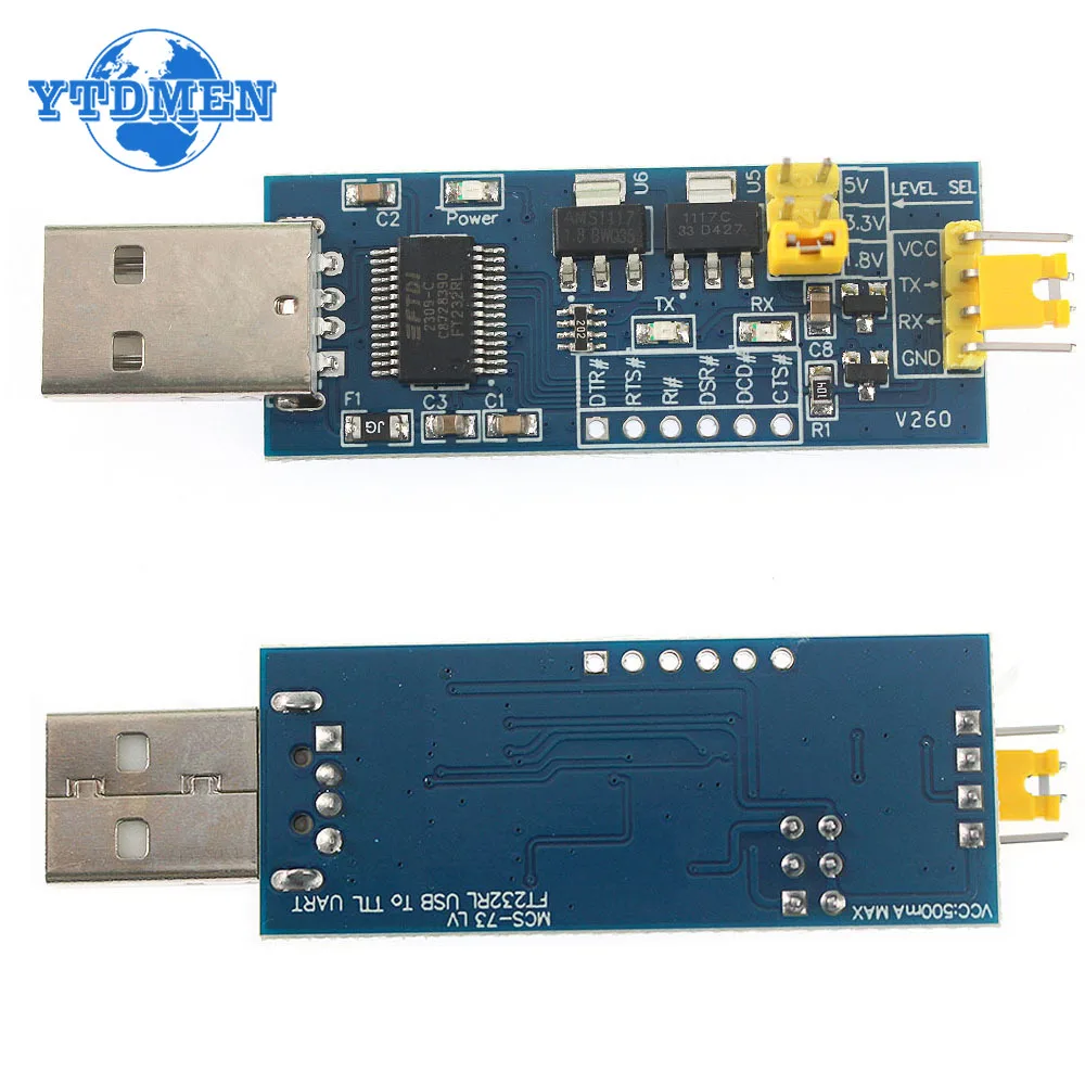 FT232RL USB To TTL Serial Port Module 5V 3.3V 1.8V Level Download Program Line  Serial Interface Module FT232
