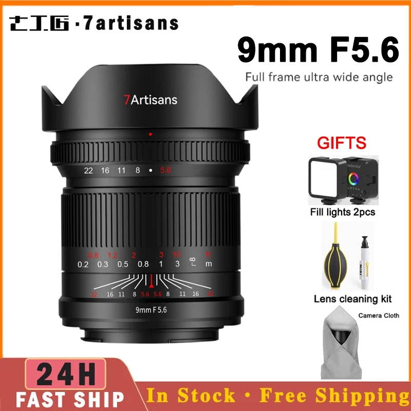 7 Artigiani 7 Artigiani 9Mm F5.6 Full-Frame Ultra-Grandangolare Prime Lens Dslr Mirrorless Camera Per Sony E Canon Rf Nikon Z Leica L