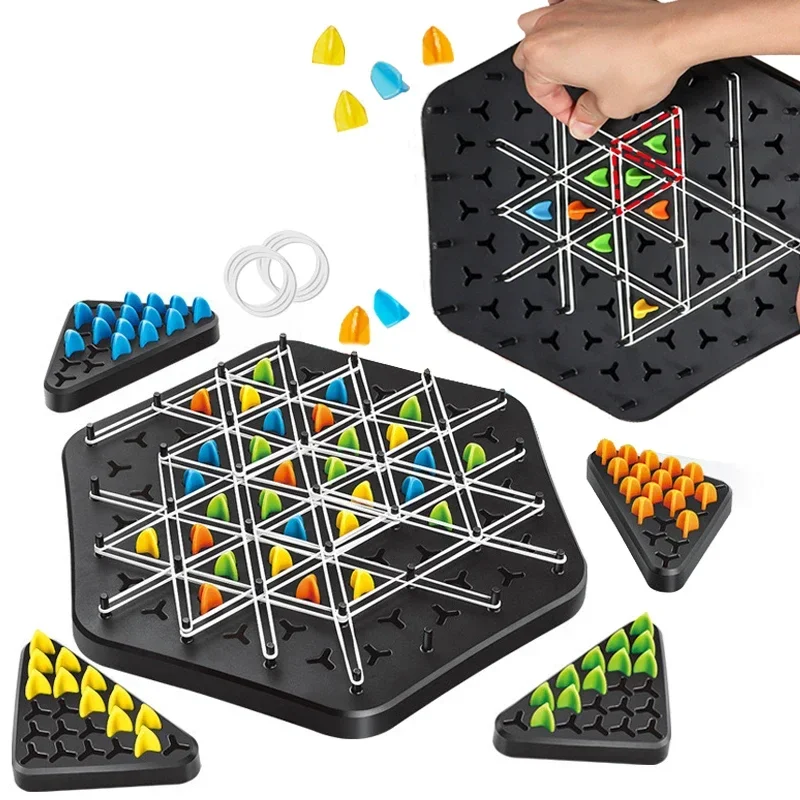 Chain Triangle Chess Game Triggle Rubber Band Game Educational Interactive Battle Set For Family Party Gift