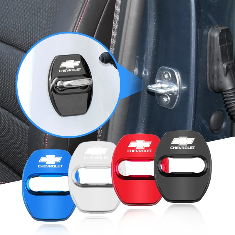 4 Stück Autotürschlossabdeckungen aus Edelstahl, Schutzzubehör für Chevrolet Sonic Silverado Z71 Aveo Trailblazer Bolt Spark SS