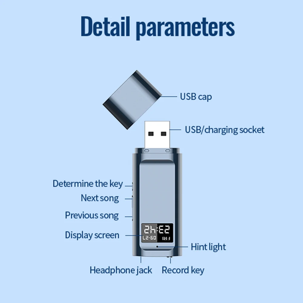 Voice Recorder 8GB 16GB USB Recording Pen Mini Sound Recorder Noise Reduction Long Recording Pen Digital Audio Voice Recorder MP3 Music Player voice recorder