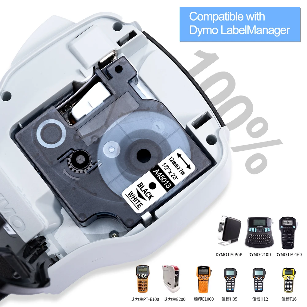 Labelife 1PC 45013 Compatible for Dymo D1 LabelManager label tape 12mm  45010 45018 40918 40913 for Label Maker 160 280 210 260P