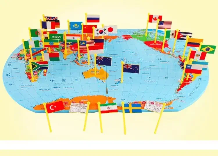3D Wooden Map of The World Puzzle Stereo Toy,Mapology World Map Puzzle Includes Country Flags,Fun Jigsaw Puzzle Educational Toys 3