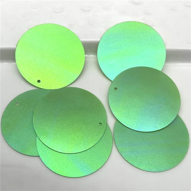 50pcs 35mm Large Round Loose Hologram Sequin Paillette Sewing  Decoration,Wedding Craft,Women Kids DIY Garment Accessory AB Green