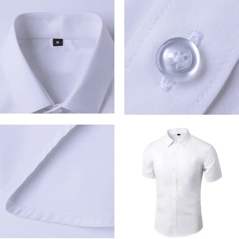 Summer Shirt for Men Daily Casual White Shirts Short Sleeve Button Down Slim Fit Male Social Blouse 4XL 5XL