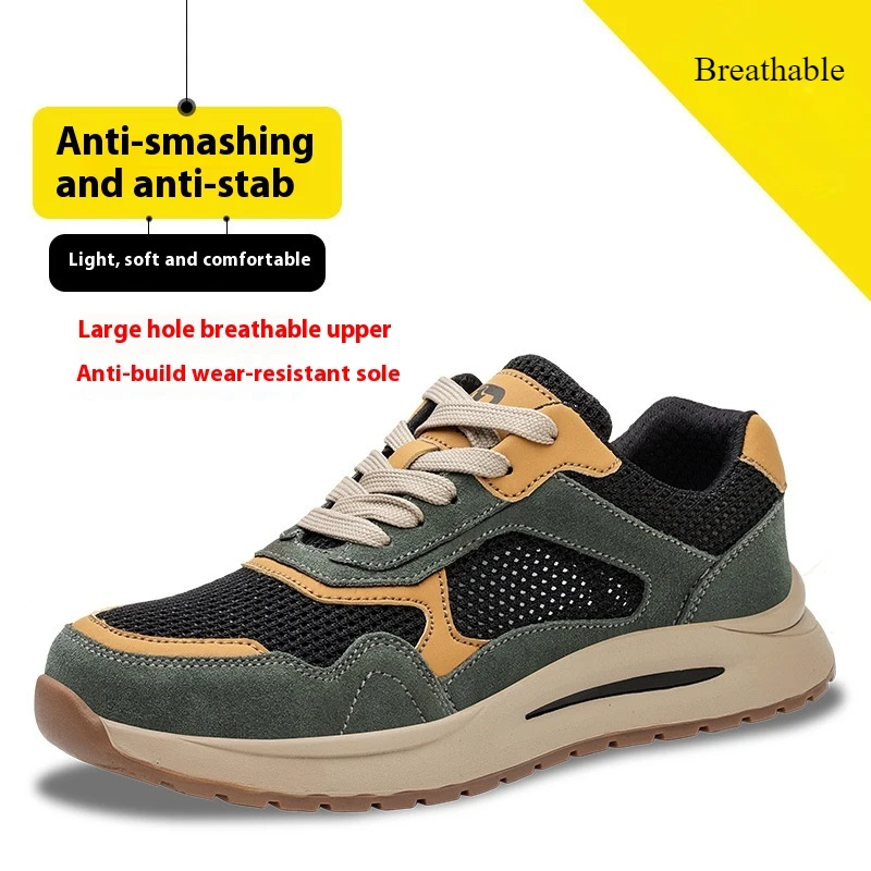 summer breathable work shoes ultra light safety shoes for men work boots with steel toe sneakers for working with toe protection