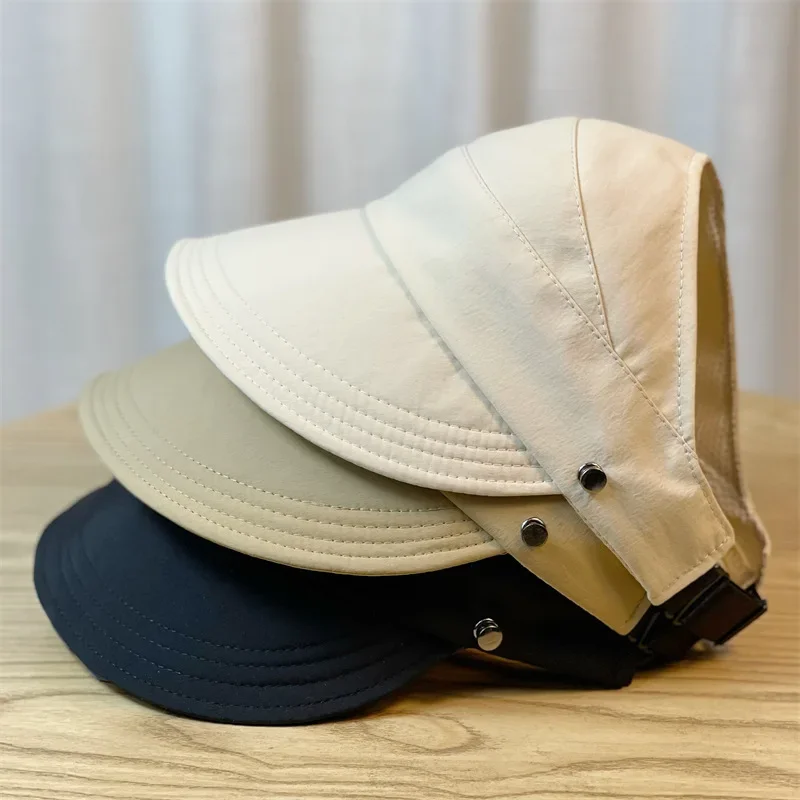 Hot Sale Summer Visors Empty Top Wide Women Anti UV Sunscreen Bucket Female Sun Protection Casual Beach Cap Fisherman Hat Outdoor_mkmklike.com