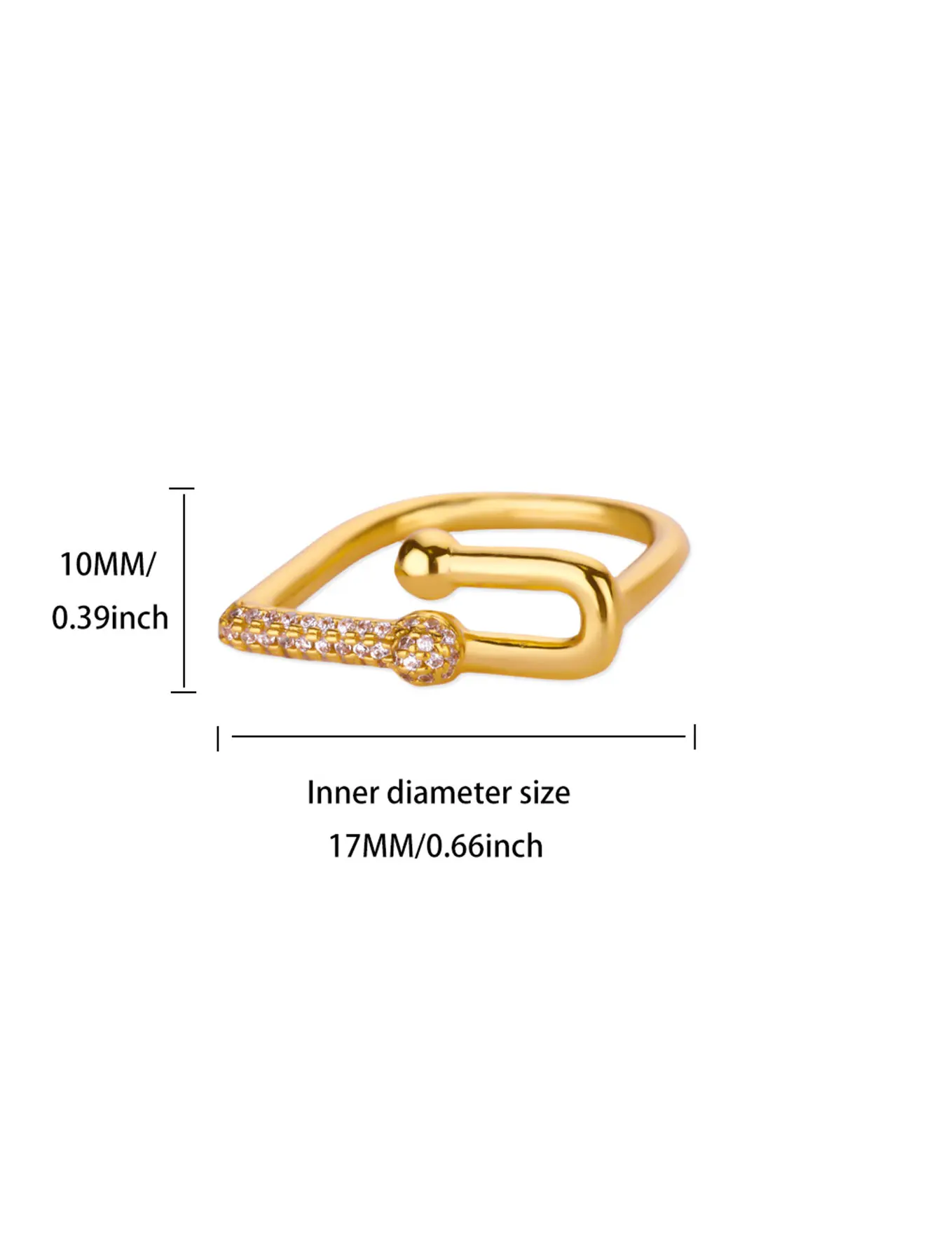 Luxury Zircon Geometric Pin Rings For Women Gold Color