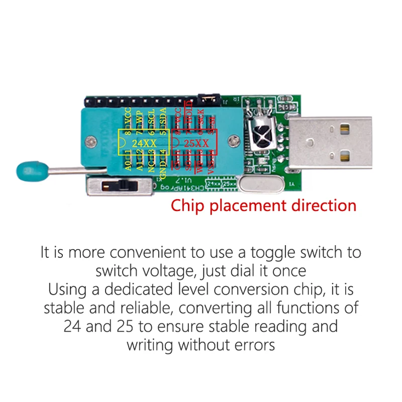 Programmer Module CH341A Programmer V1.7 1.8V Level Shift W25Q64FW W25Q128FW Gd25LQ64 power adapter development board Adapter Board