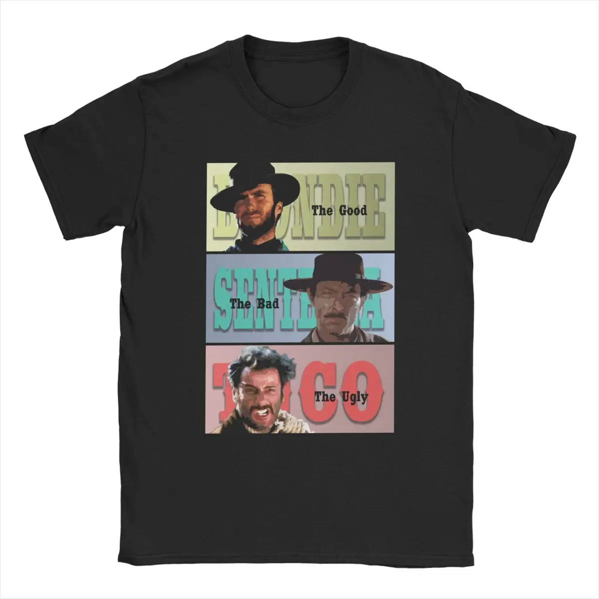 

Men's T-Shirts The Good The Bad And Ugly Vintage 100% Cotton Tee Shirt Short Sleeve Cowboy Blondie Angel T Shirt Crew Neck Tops