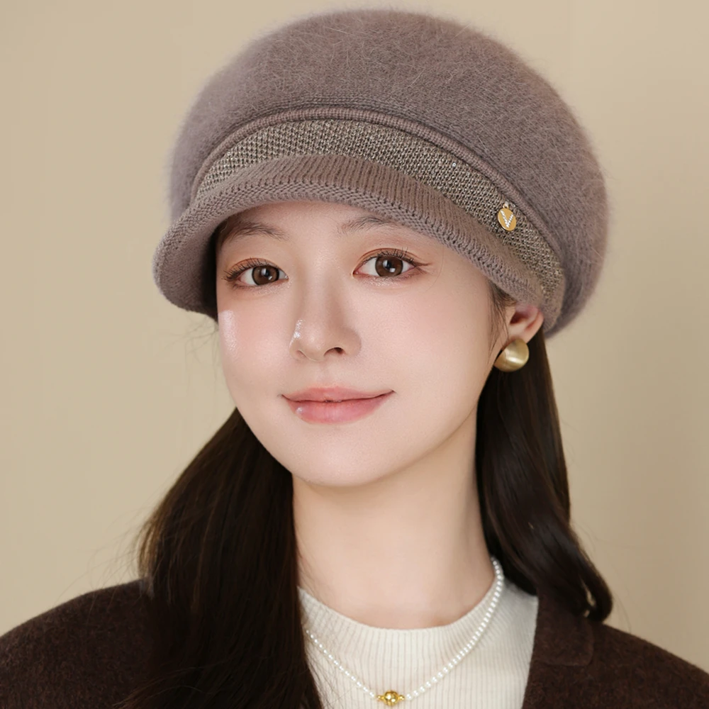 Neue Frau Winter Warme Mütze Plüsch Fell Gefüttert Warme Kappe Für Frauen Casual Kaninchen Fell Mischung Hut Streetwear Outdoor-Mode Gestrickte Hut – Detail 5