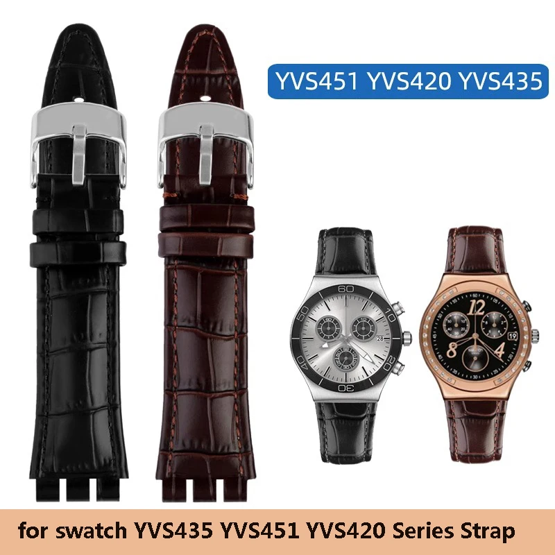 Ремешок из натуральной кожи высокого качества для часов Swatch YVS435 YVS451 YVS420 YVS400 серии YVB404, водонепроницаемый мужской ремешок, 21 мм