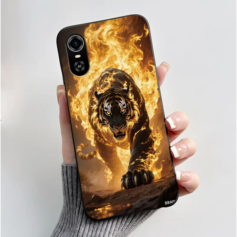 Matte Black Aesthetic Luxury Cute Pattern Soft Silicone Back Cover - Boys & Girls